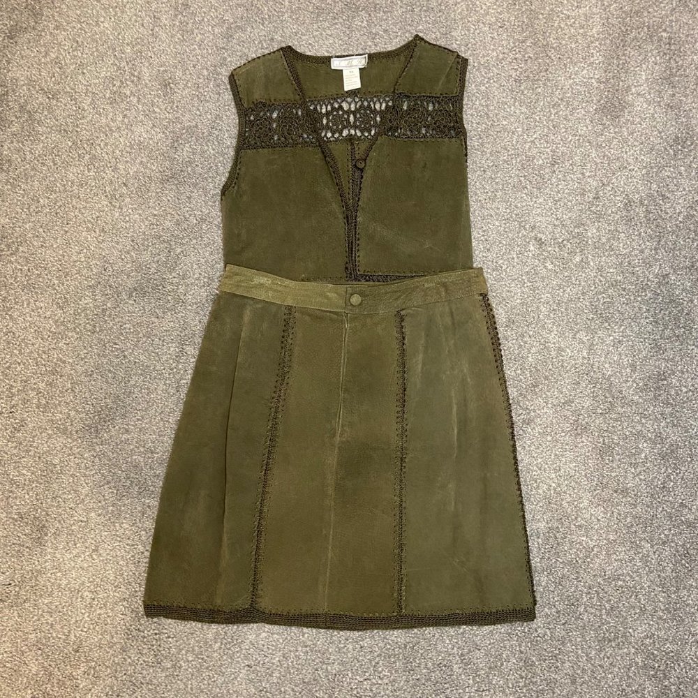 S.M.H. Boutique Leather Suede Crotchet Skirt and Vest Co-Ord